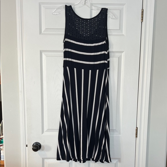 Cleo Navy and White Striped Midi Dress - Picture 4 of 4